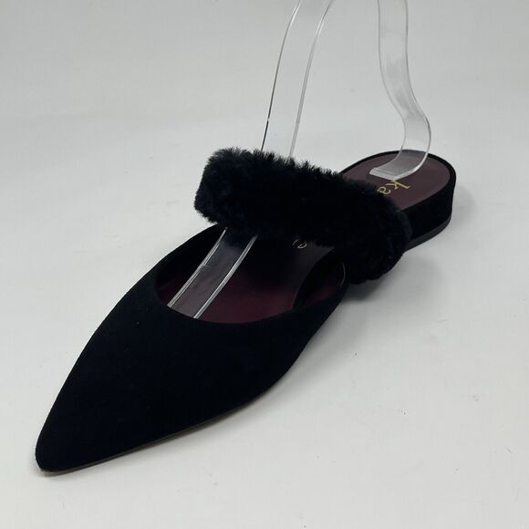 Kate Spade Marielle 2 Furry Mules Flats Womens 8.5 B Black Pointed Toe Shoes - Picture 7 of 15
